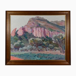 Joan Condins, Roque Rojas (Red Rock), Riells Del Fai, 1978, Oil on Canvas, Framed