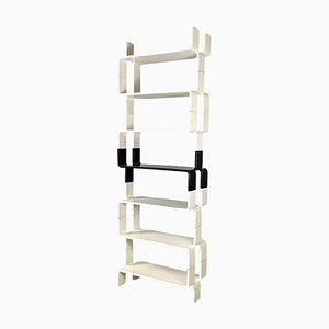 Bibliothèque Modulable Curved Edges en Bois Noir et Blanc, 1980s