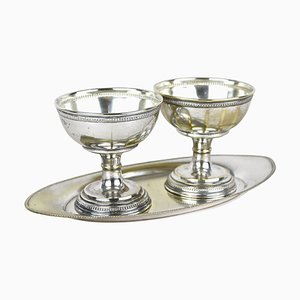 Copas modernistas de latón plateado de Argentor, 1910. Juego de 3
