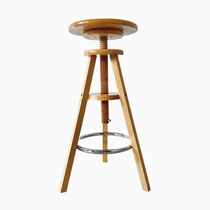 Vintage Adjustable Stool in Wood