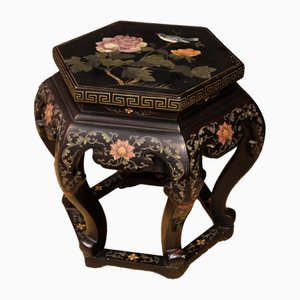 Lacquered and Painted Chinoiserie Side Table, 1960