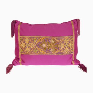 Napoleonic Empire Kissen, Anfang des 19. Jahrhunderts, Magenta & Gold Seidenkissen mit Quasten