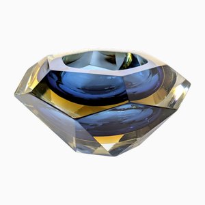 Sommerso Facettierte Schale aus Muranoglas, 1960er