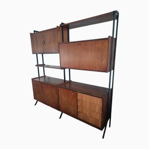 Swedish Freestanding Bookcase in Teak and Metal, 1960s