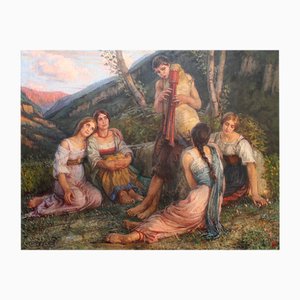 Corrado Mezzana, Georgiche, Large Oil Painting on Canvas, 1931