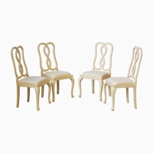 Cream Lacquered Beech Dining Chairs with Upholstered Seats by Mario Sabot, Italy, Set of 4