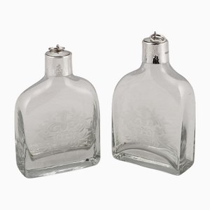 Decanter in vetro con incisione araldica, Regno Unito, XXI secolo, 2007, set di 2