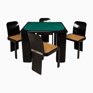 20th Century Lacquered Wood Games Table & Chairs by Pierluigi Molinari for Pozzi, Milan, 1970, Set of 5