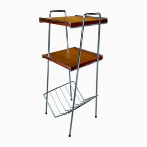 2-stufiger Vintage Beistelltisch mit Zeitschriftenständer, 1960er