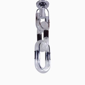 Lámpara de techo de cadena de diseño de la era espacial de cristal de Murano de Aldo Nason para Mazzega, años 70