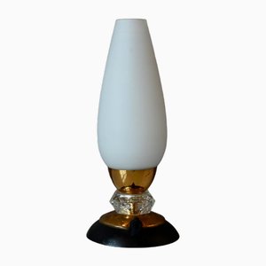 Small Bohemian Table Lamp in Gold, Black and White, 1960s