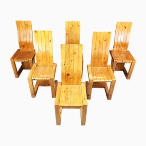 Sillas de comedor finlandesas vintage de pino, años 70. Juego de 6
