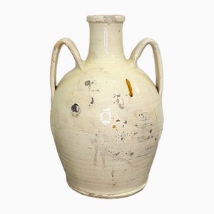Grand Vase Amphore Antique en Ivoire Vernis