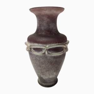 Vase Postmoderne en Verre Scavo Marron, Italie, 1980s