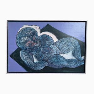 Henri Ren, Portrait expressionniste, 1983, Huile sur toile, 96cm X 65cm