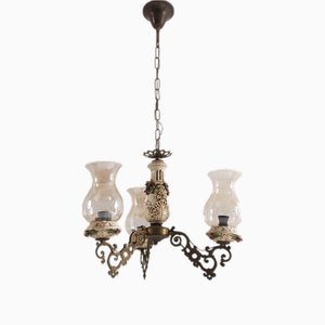 Antique Art Nouveau Pendant Chandelier in Bronze, 1890s