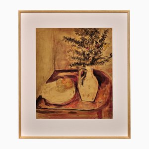 James Tower, Still Life of Flowers in a Jug and a Plate of Fruit, 1940s, Watercolour