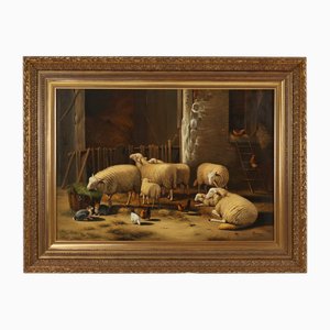 Belgian Artist, Baroque Scene, 1991, Oil on Canvas, Frame