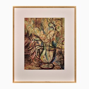 James Tower, Still Life of Cut Flowers in a Pottery Jug, 1945, Watercolour, Framed