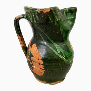 Jarra antigua esmaltada verde