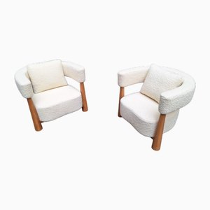 Set of Vintage Armchairs in White Boucle, 1990s