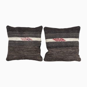 Square Handwoven Kilim Pillow Covers, 2010s, Set of 2