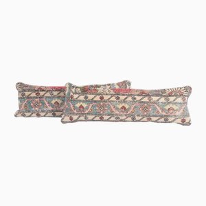 Turkish Faded Blue Lumbar Pillow Covers, 2010s, Set of 2