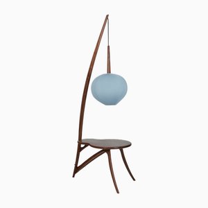 Mid-Century Floor Lamp with Walnut Table, 1960s