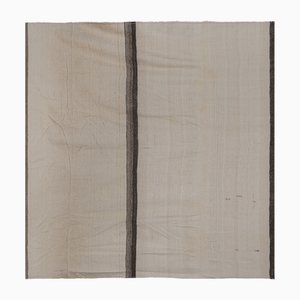 Vintage Modern White Turkish Hemp Kilim Rug
