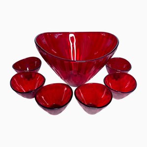 Colored Glass Bowls Model Randi by Lennart Andersson for Gullaskruf, Sweden 1950s, Set of 7