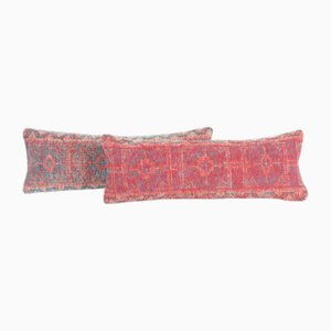 Oushak Rug Lumbar Cushion Covers in Brick Red, Set of 2