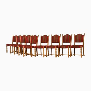 Chaises de Salle à Manger Vintage en Chêne de style Henning Kjærnulf par Henning Kjærnulf, Danemark, 1960s, Set de 9