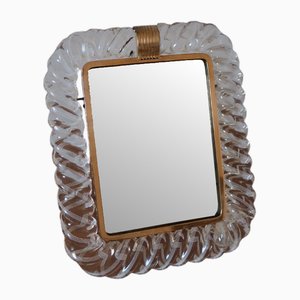Table Mirror in Brass & Murano Glass by Barovier & Toso, Italy, 1940s