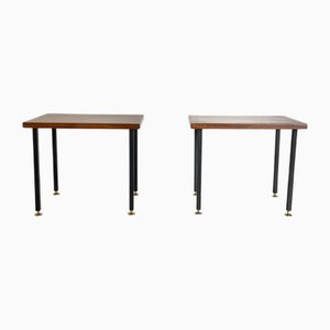 Teak and Brass Bedside Tables, 1950s, Set of 2