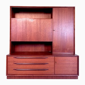 Deutscher Teak Schrank mit Bücherregal und ausklappbarer Schreibtafel von Strobeck, 1972