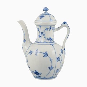 Blue Fluted Half Lace, Hand-Painted Coffee Pot in Porcelain from Royal Copenhagen, 1960s