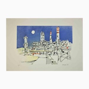 Giuseppe Megna, The Factory, Lithograph, 1980