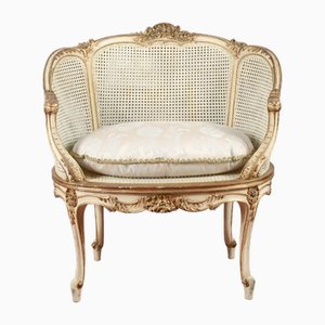 Venetian Cream and Gold Lacquered Tub Chair, 1950s