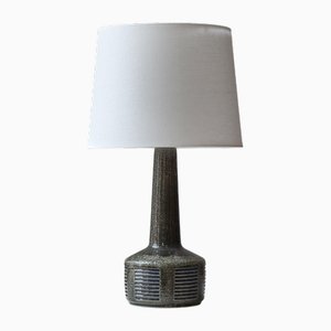 Large Dark Green Blue Glazed Stoneware Table Lamp attributed to Palshus, Denmark, 1960s