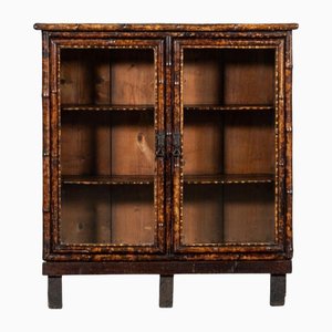 19th Century English Glazed Laquered Bamboo Cabinet, 1870s