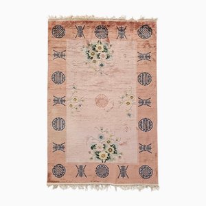 Tapis Art Déco en Soie Rose Poudré, Chine, 1930s