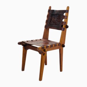 Ecuadorian Dining Chair with Stamped Leather by Angel Pazmino, 1960s