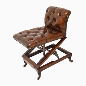 Antique Victorian Leather Metamorphic Gout Stool, 1880s