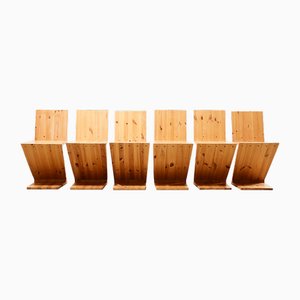 ZigZag Chairs in the Style of Gerrit Rietveld, 1990s, Set of 6
