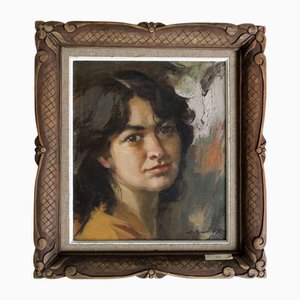 Alfejs Bromults, Mara's Portrait, 1986, Oil on Cardboard