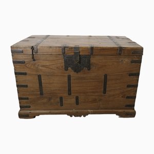 Large Fitted Iron Banded Merchants Chest, 1890s