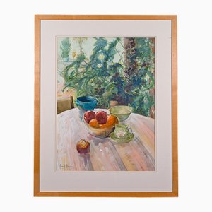 June Bevan, Still Life, Grande aquarelle, 1990s, Encadré