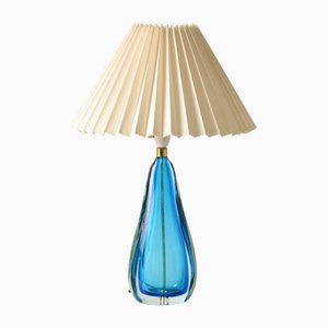 Blaue Italienische Tischlampe aus Muranoglas, 1960er