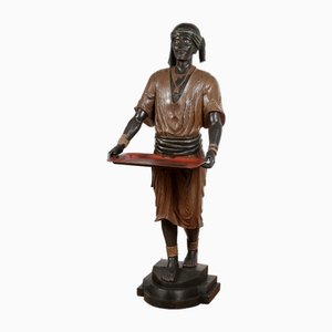 Figura publicitaria antigua pesada, década de 1900, madera tallada