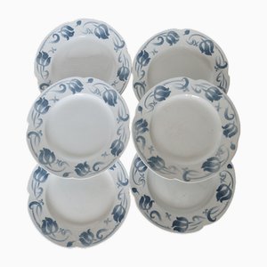 Jugendstil Tircis Essteller aus Steingut, Sarreguemines, Frankreich, 1890er, 6 . Set